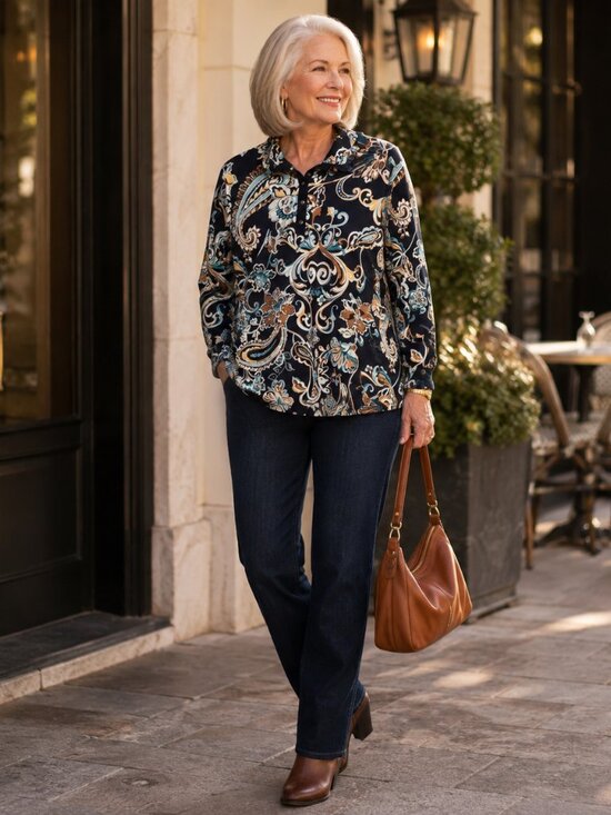 Chico's Tops - Chico's Zenergy Paisley Pullover Top | Size 3 XL | Cowl Neck | Stretch